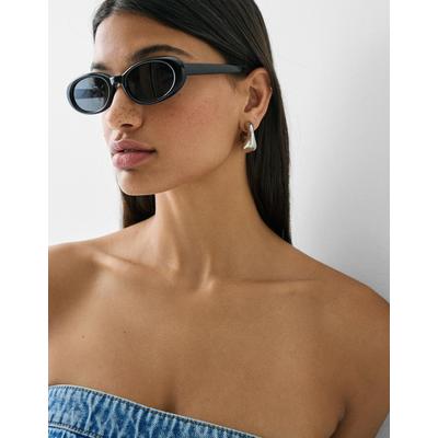 Bershka Oval Resin Sunglasses Women Black