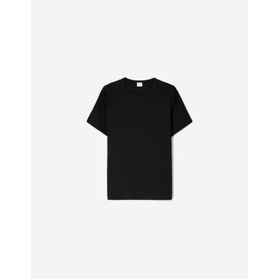 Bershka Ribbed Short Sleeve T-Shirt Men S Black