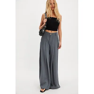 Dallas Wide-Leg Trousers at Free People in Steel, Size: US 4