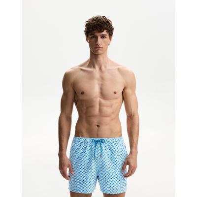 Bershka Diamond Print Swimming Trunks Men L Light Blue