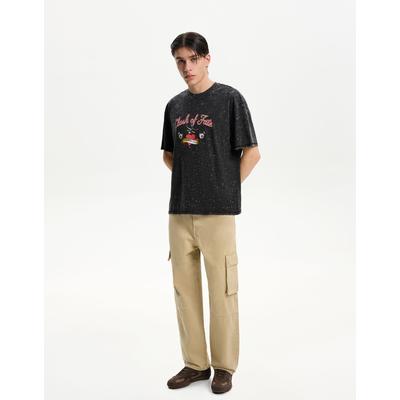 Bershka Baggy Cargo Jeans Men 30 Camel