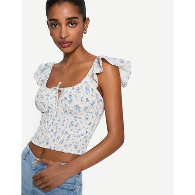 Bershka Rustic Gathered Top Women S Multicolored