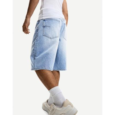 Bershka Baggy Denim Bermuda Shorts Men 36 Light Blue