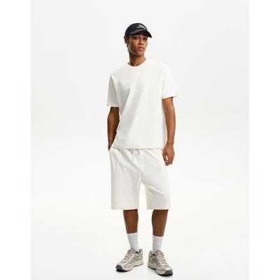 Bershka Textured Bermuda Shorts Men S Off White