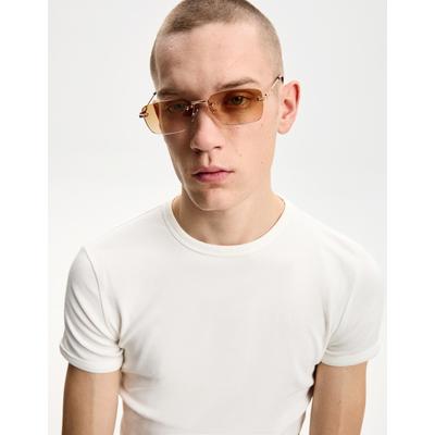 Bershka Metallic Sunglasses Men Brown