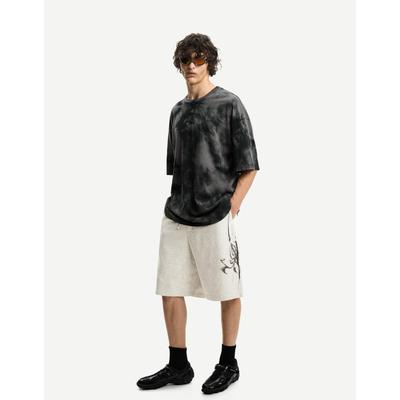 Bershka Printed Bermuda Shorts Men Xl Grey