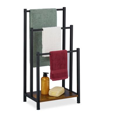 Relaxdays - Handtuchständer, Ablage, 3 Stangen, hbt: 80 x 40 x 28 cm, Industrial, stehender Image