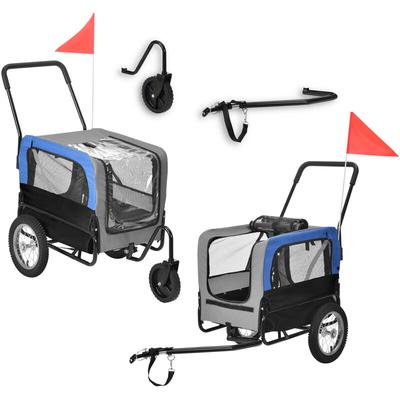 Pro.tec - Fahrradanhänger 2 in 1 Jogger Hunde Transport Blau/Grau/Schwarz Image