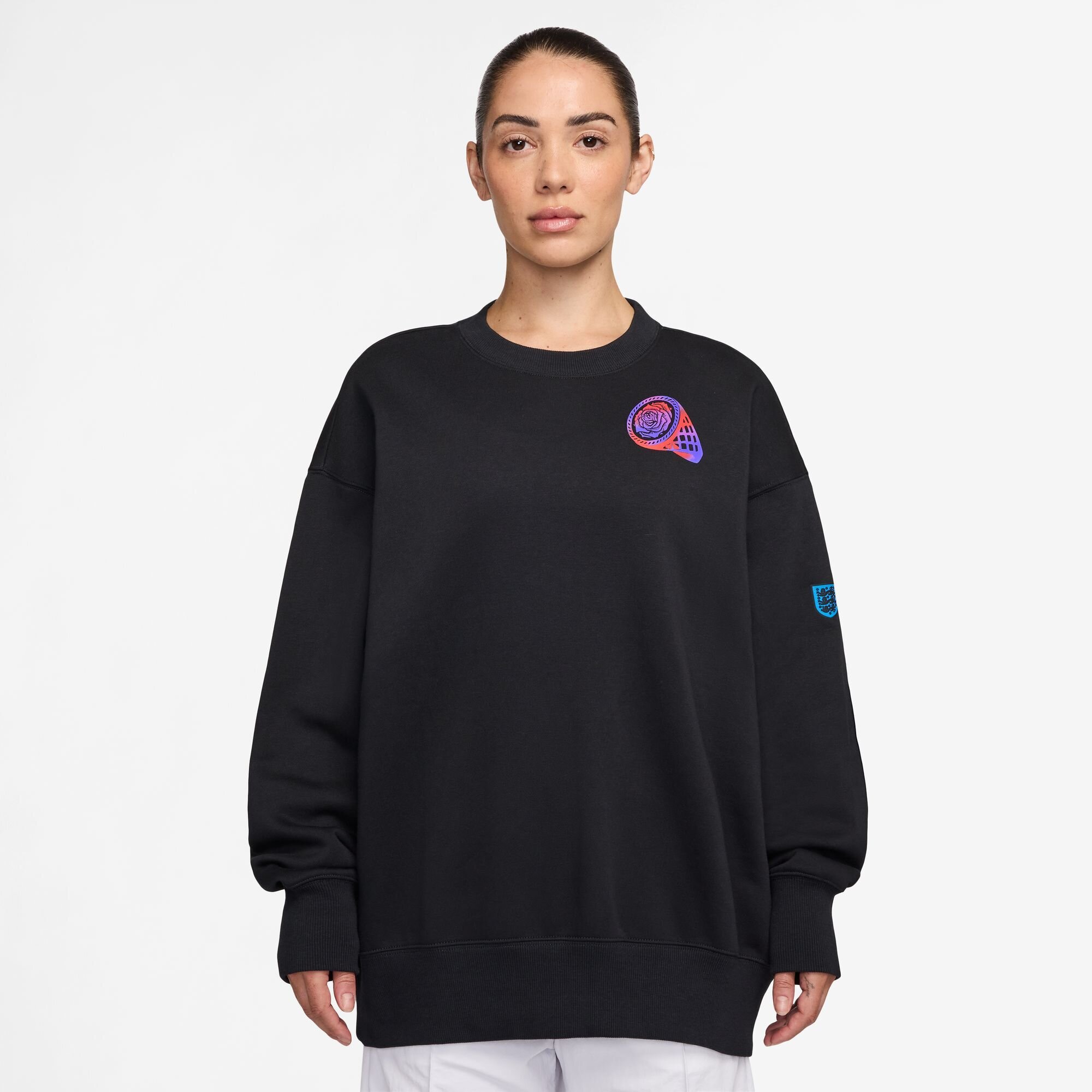 England Lionesses Nike Phoenix Fleece Oversized Crew Sweat 2025 - Schwarz - Damen Image