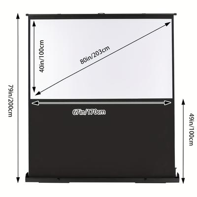 TEMU 80 Inch Portable Projection Screen Portable Freestanding Floor Pull-up Projection Screen 16:9 Adjustable Height For Watching Movies Playing Games Or Having Meetings Image