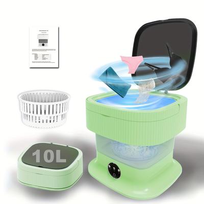 TEMU Portable Washing Machine With Rotating Dryer, 10l Mini Washing Machine And Dryer, Small Washing Machine For Portable Cleaning Of Underwear, Baby Clothes, Foldable Camping Laundry Hotel, Travel Image