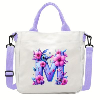 TEMU Stitch & , Large Capacity Purple Shoulder Bag - Durable & Travel Tote For Women, Ideal For Daily , Travel, And Birthday Gifts, Bag| Accessory|durable Fabric, Stitch Accessories