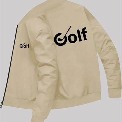 TEMU Golf Men's Athletic Slim Fit Polyester Zip-up Jacket Casual Stand Collar Coat Image