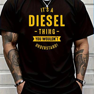 "TEMU Men's Quick-dry Casual T-shirt With " A Thing" Letter Print- Navy Blue/yellow Graphic Tee For Outdoor Sports& Casual Attire, Regular Fit Short Sleeve Round Neck, Summer Wardrobe Staple" Image