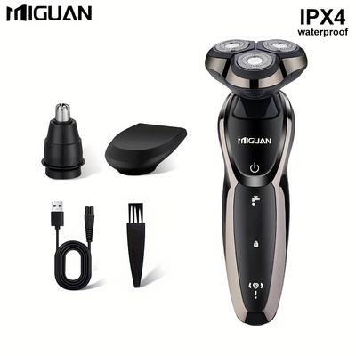 TEMU 3-in-1 Men's Electric Shaver, Rotary Shaver With 3 Blade Heads, Multifunctional Trimmer (nose Hair Trimmer & Trimmer), Usb Rechargeable, Fully Washable, Gift For Father's Day. Image