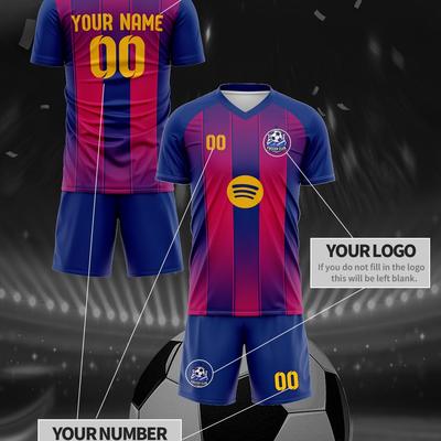 TEMU Spring/summer Personalized Custom Pattern Logo, Name And Number Unisex Football Jersey Team Uniform Breathable Quick-drying Fashion Sports T-shirt Suitable For , Volleyball And Football Training Image