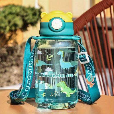 TEMU Large Capacity Cute Portable Water Bottle, Adorable Straw Cup, Portable And Durable For Outdoor Activities, Car Travel And Daily Use Image