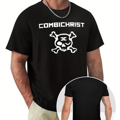 TEMU 180g Combichrist Logo T-shirt Sports Vest Korean Short Sleeve T-shirt Oversized T-shirt Men's Clothing Pattern T-shirt Cotton Image