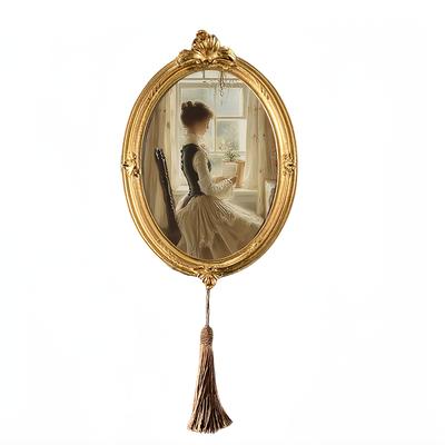 "TEMU 1pc Elegant 7" Vintage Oval Picture Frame With Tassel - Hand-painted , Resin , Antique For Living Room, Dining & Home Decor, Living Room Wall Decor" Image