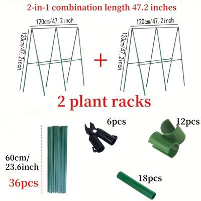 "TEMU 2 Sets Of 36 Metal Garden Stakes For Climbing Plants - 47.2" .2" Plant Supports For Grapes, Tomatoes, , And - Durable Greenhouse And Outdoor Gardening Essentials, Garden Support" Image