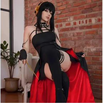 Anime Yor Forger Cosplay Kostüm Schwarz Coole Uniform Kleid Perücke Prop Komplettes Set für Frauen Beste Cos Geschenk Halloween Party Outfits Image