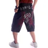 Hip-Hop Oversize Stil Schwarz Denim Stickerei Kurze Jeans Männer Sommer Gerade Lose Männlichen Capri Hosen Chinesische Plus Größe 30-46