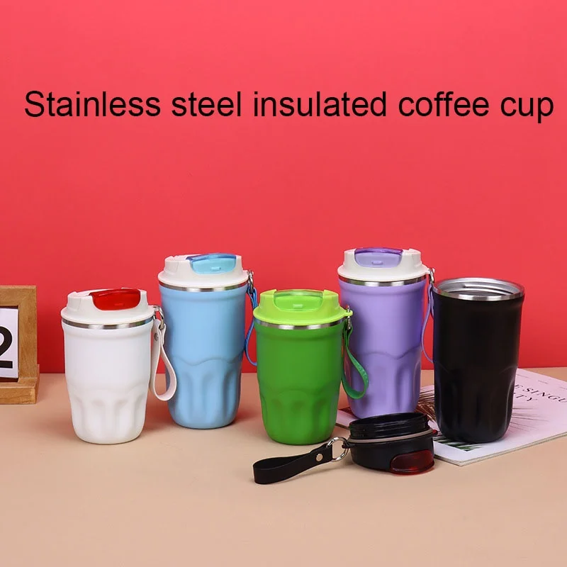 Neue einfarbige Wärmedämm-Wassertasse, Kaffeetasse mit Hebeseil, direkter Trinkwasserbecher für Outdoor-Reisen Image