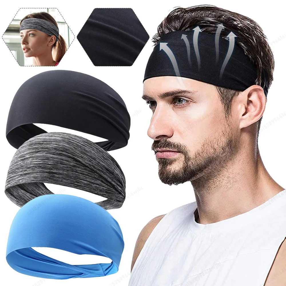 Männer Frauen Sport Stirnband Schweißband Stretch Elastische Gym Fitness Yoga Headwrap Atmungsaktiv Schnell trocknend Saugfähigen Haar Bands Image