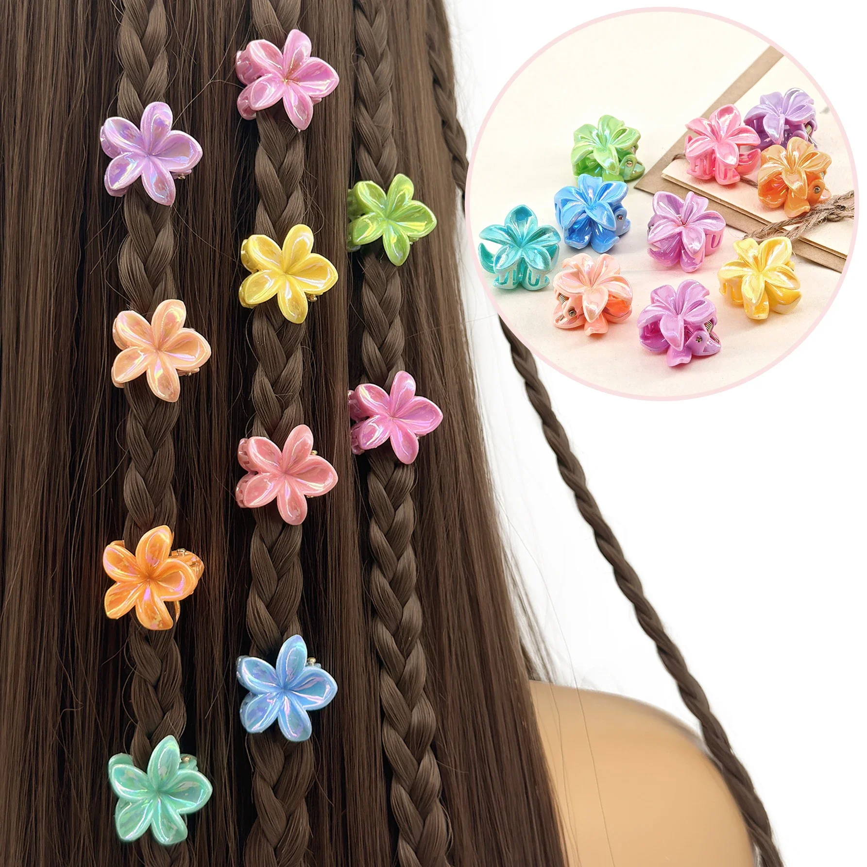 10 Stück gemischte Farben Narzisse Blumen Dekor Sommer Haarspange, schöne Y2K Stil Haarspangen Haar Flechten Manschetten Dekoration Image