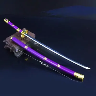 26cm One Pieca Roronoa Zoro Schwert Waffe Schlüsselanhänger Anime Metall Modell Samurai Schwert Image