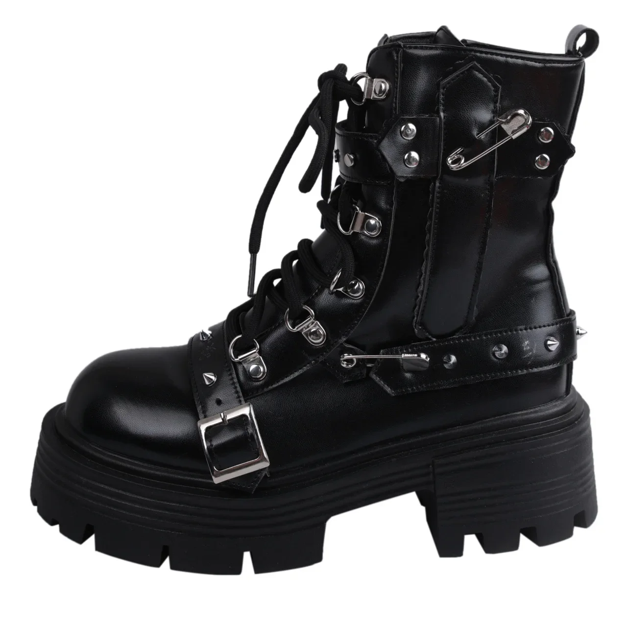 2024 neue frauen Niet Kette Design Kurze Stiefel Gothic Schuhe Street Fashion Dame Rock Stiefel Metall Dekor Punk Stil frauen Schuhe