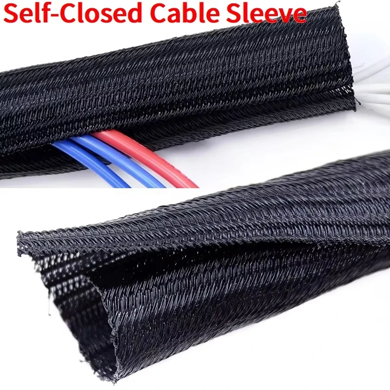 2 m Kabelschutz, Drahtwebstuhl, Schläuche, Kabelhülse, geteilter Schlauch für USB-Kabel, Netzkabel, Audio-Video-Kabel, TV, Computer, Zuhause, Auto Image