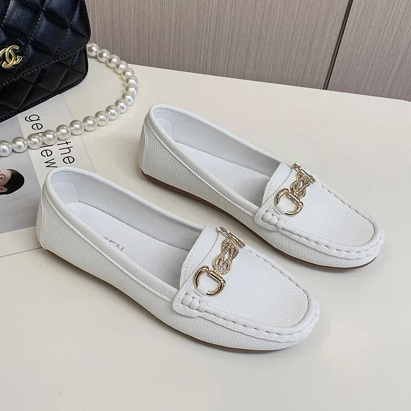 Women's Casual Single Shoes Fashion Non-slip Soft Flat Shoes Zapatos Mujer Spring and Autumn Comfort PU Leather Office Loafers