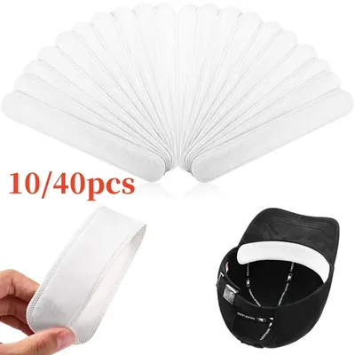 10/40pcs Hat Sweat Absorber Stickers Summer Cap Liner Bands Sweatband Visor Hats White Tape Hat Size Reducer Liner Pad