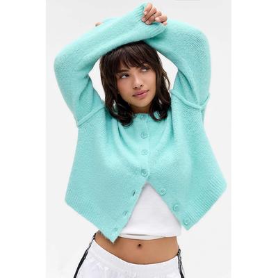 UO Marli Crew Neck Cardigan - Turquoise S at Urban Outfitters