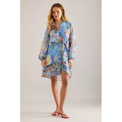 Bardot Triple Frill Wrap Mini Dress
