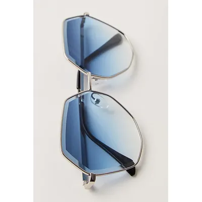Jolene Oversized Round Sunglasses at Free People in Silver/Blue