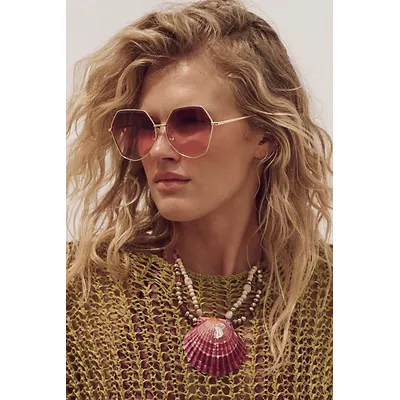 Jolene Oversized Round Sunglasses at Free People in Gold/Pink
