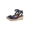 Keilsandalette TOMMY HILFIGER "TOMMY HILFIGER ESPAD MID WEDGE", Damen, Gr. 36, blau (dunkelblau), Textil, Leder, modisch, Schuhe, Riemchensandale, Sommerschuh mit verstellbarer Schnalle