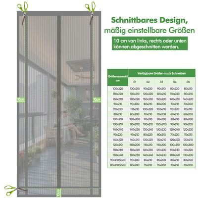 Sekey - Insektenschutz Fliegengitter Moskitonetztür Zuschneidbar Türvorhang für Tür 90x210cm, Grau Image