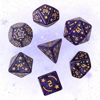 TEMU New 7pcs 1-set Star Carved Dice Fully Acrylic Set D4 D6 D8 D10 D12 D20 Multi-sided Dice 8 Colors For Board Games High Image