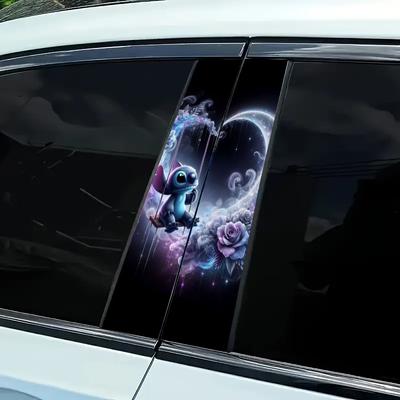 TEMU 2pcs, Stitch Car Decals - High , Creative Car Decoration Stickers, Car Stickers Accessories, Christmas, Halloween, Back To School, Graduation Image