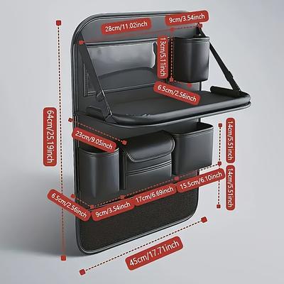 TEMU 1pc Multi- Seat Back Organizer With Foldable Table Tray - Leather, Kick Mat Protector For Vehicle Storage, Baskets, Bins & Containers For Home Organization Image
