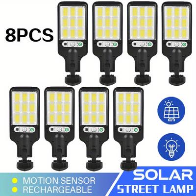 TEMU 8pcs Motion Sensor Solar Rechargeable Street Lights, Outdoor Wall Lamp For Patio & Porch Lighting, Garden Decoration Lamps For Courtyards, , , Wall Image