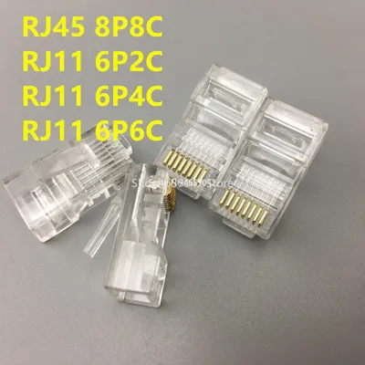10Pcs RJ11 RJ45 6P2C 6P4C 6P6C 8P8C Telephone Internet Modular Plug Jack Network Connector