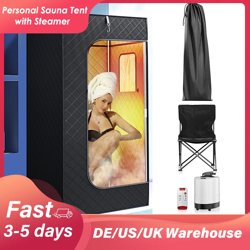 1000 W Dampfsauna für Zuhause, Saunazelt, Ganzkörpersauna, Entspannungs-Detox-Saunabox mit 2,6 l Dampfergenerator, groß, 180 x 85 x 85 cm Image