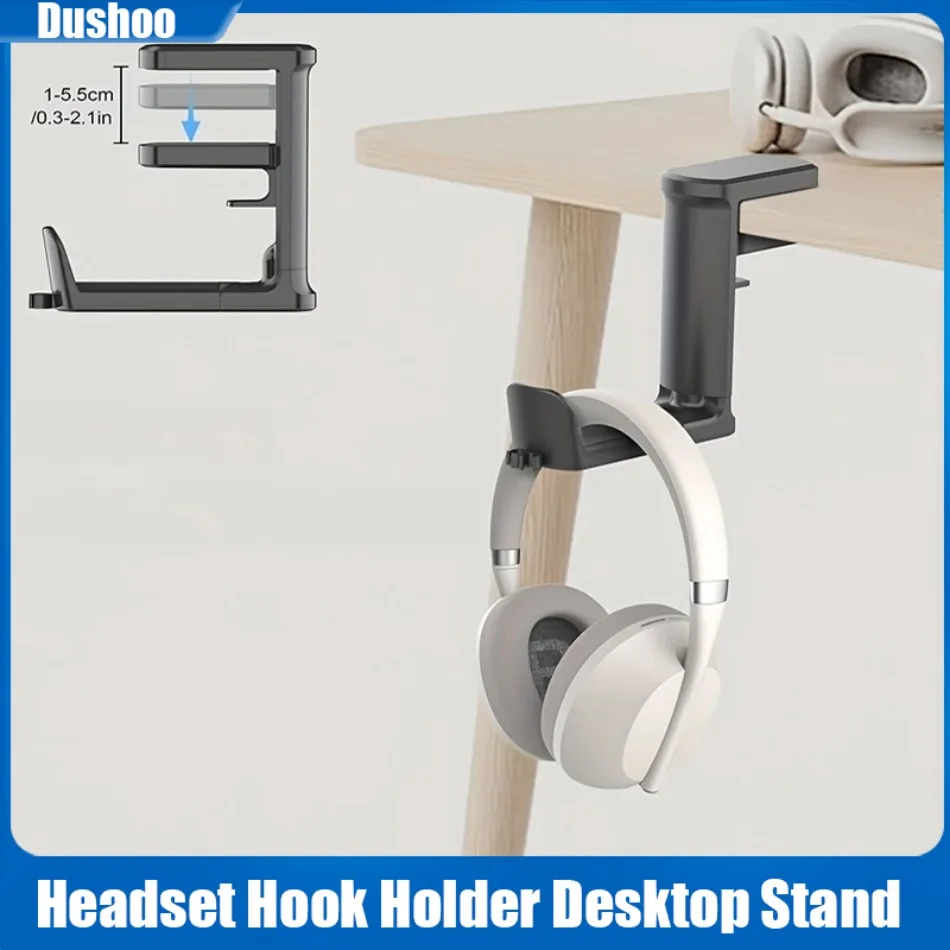 Headset-Hakenhalterung, 360° drehbar, zusammenklappbar, PC, Gamepad-Halterung, zum Anklemmen, Desktop-Kabel, Aufbewahrungsclip für Kopfhörer-Controller Image