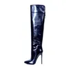 Schwarz Zurück Zipper Matte Stiefel Dünne High Heel Spitz Mode Sexy Kühlen 2025, Winter Große Größe Frau Schuhe Zapatillas Mujer