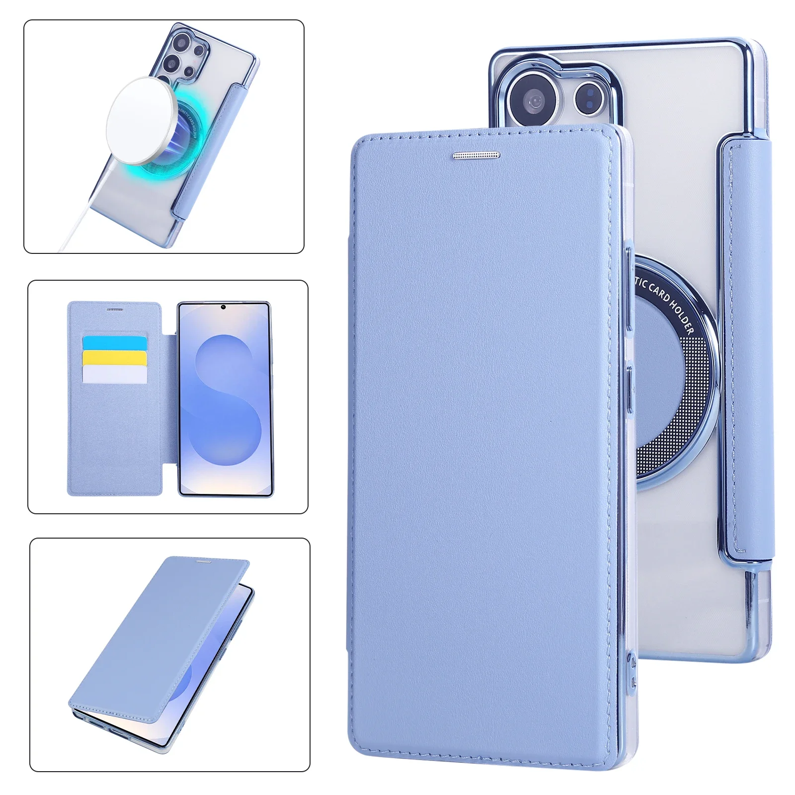 Beschichtung Magnetische Handyhülle Samsung S25 S24 Ultra Galaxy S23 S22 Plus RFID Blocking Protect Kartenhalter Brieftasche Lederhülle Image