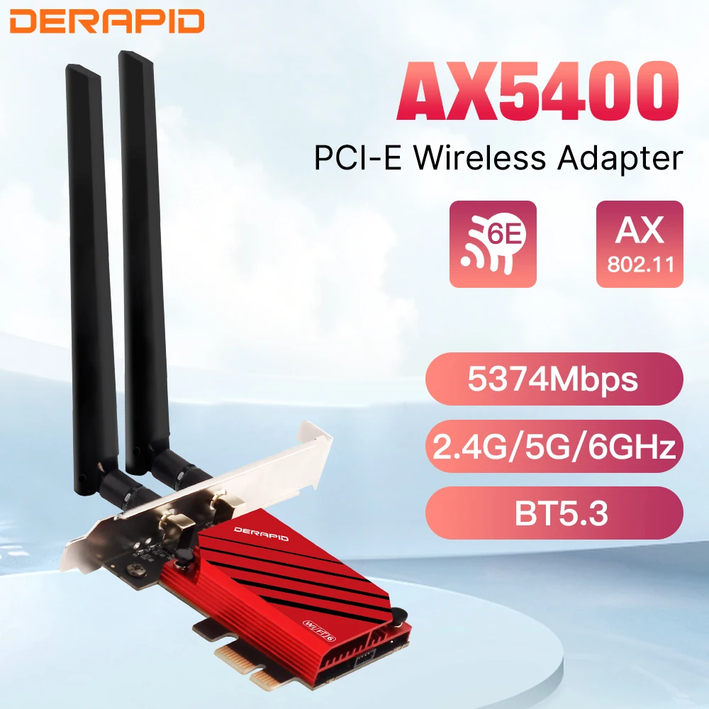 AX210 WiFi 6E Wireless-Adapter mit Bluetooth 5.3 Tri-Band 802.11AX Netzwerkadapter 2,4G/5G/6G Wi-Fi-Empfängerkarte für Win 10/11 Image